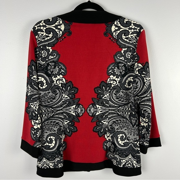 Joseph Ribkoff Red and Black Patterned Blazer - Picture 11 of 12